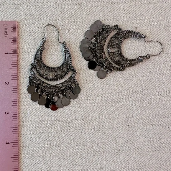 3 Pair of Earrings Dark Moody Collection Black & Hematite Bundle Filigree Gypsy - Picture 8 of 14